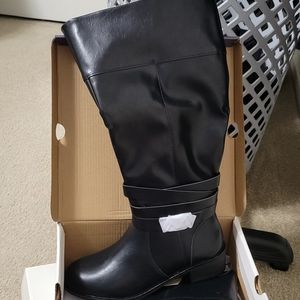 St. John's Bay Womens Douglas Riding Boots Block Heel Wide Width